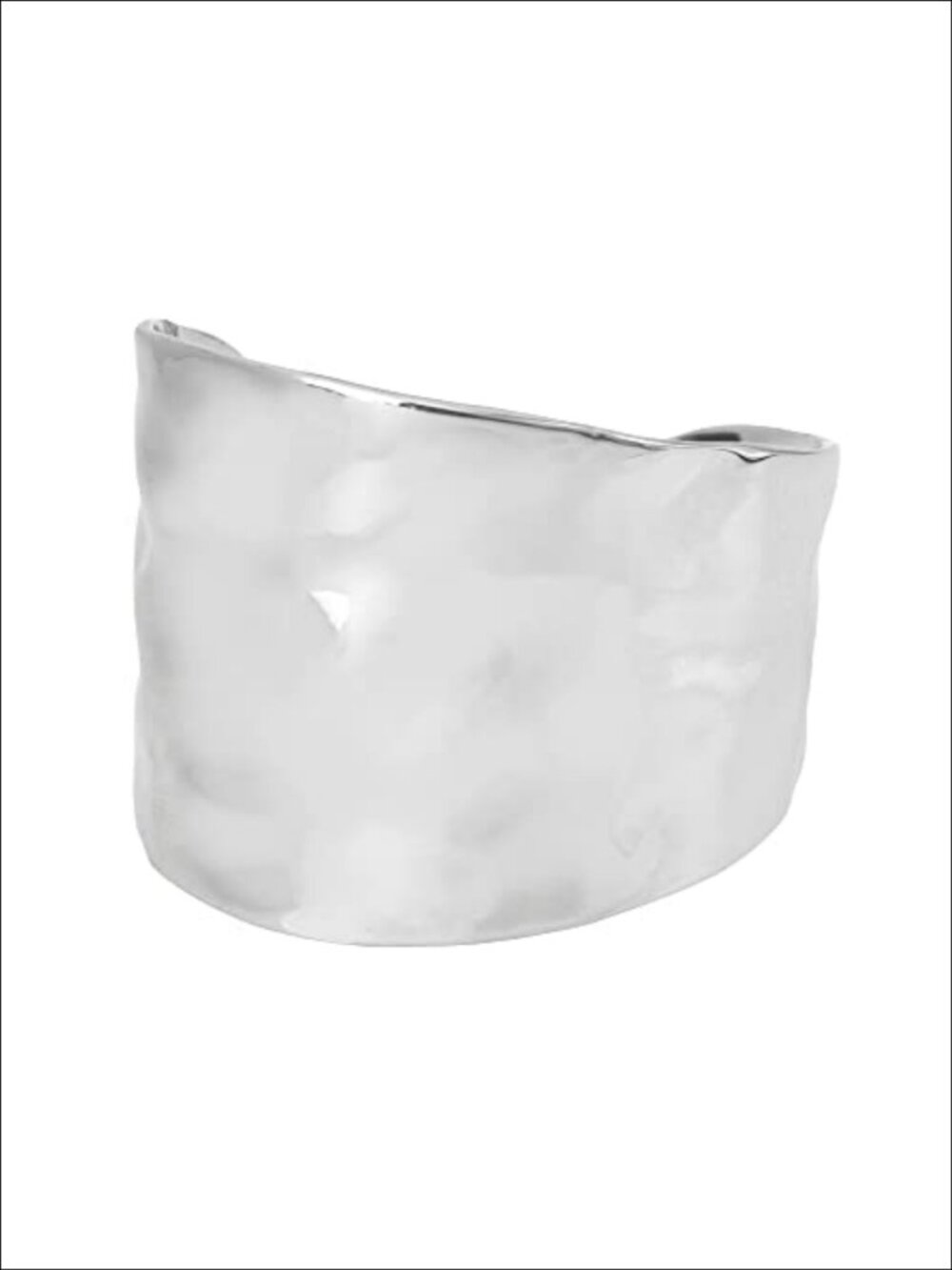 Hammered Wide Cuff Bracelet Silver-Tone Slip-On Statement Jewelry
